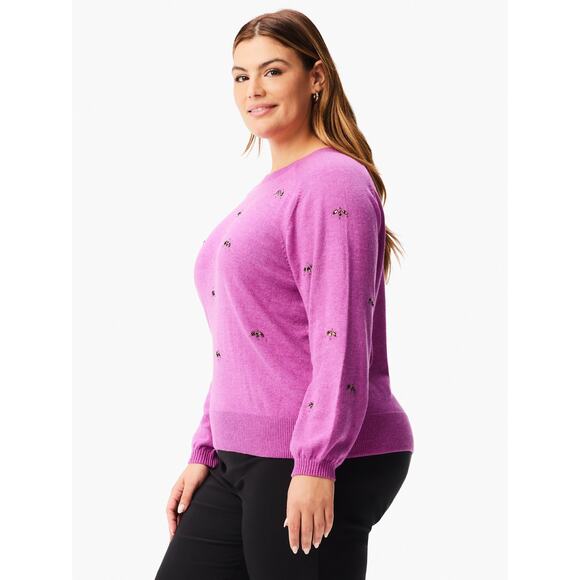 Nic + Zoe Hidden Gems Sweater in Vivid Magenta Plus Size 3X - Picture 3 of 11